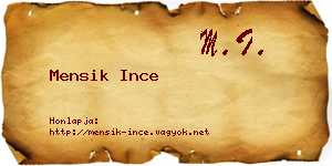 Mensik Ince névjegykártya